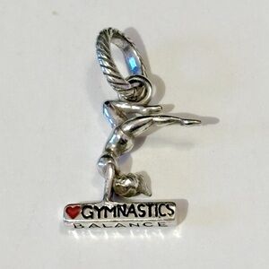 🆕 Brighton Gymnastic charm Silver balance beam with red hearts NWOT